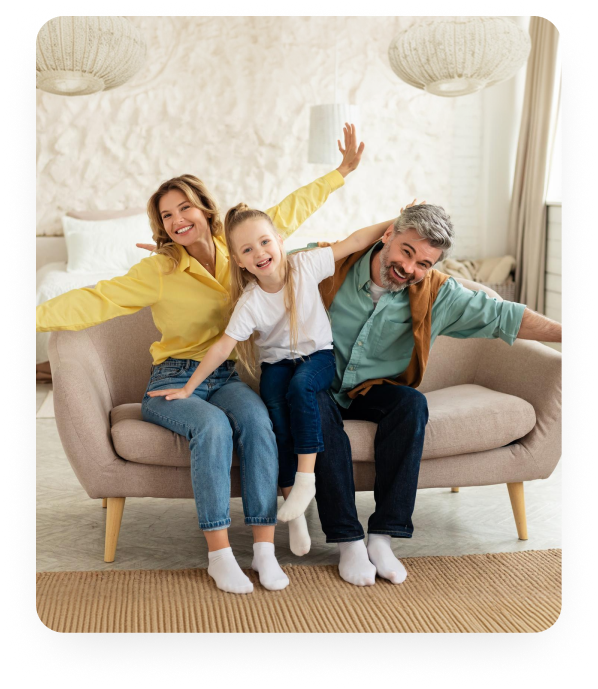 Family enjoying their new living room